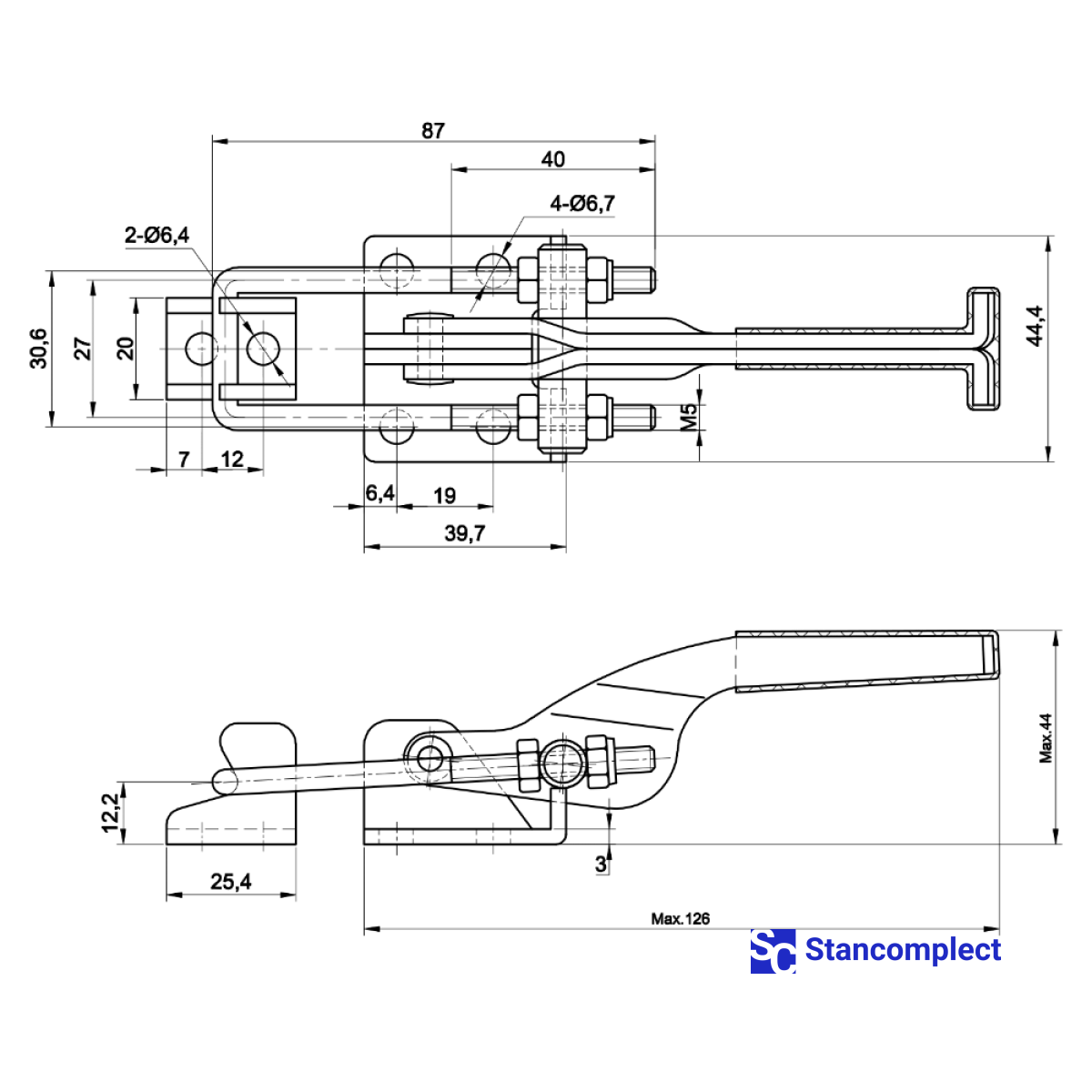Quick release horizontal latch type toggle clamp ST-431 - holding capacity 318 kg